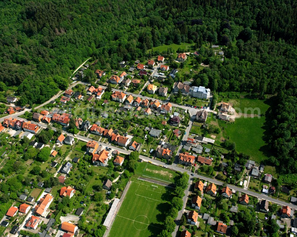 Aerial image Wernigerode - Residential area of the multi-family house settlement on Steinbergstrasse in the district Hasserode in Wernigerode in the Harz Mountains in the state Saxony-Anhalt, Germany