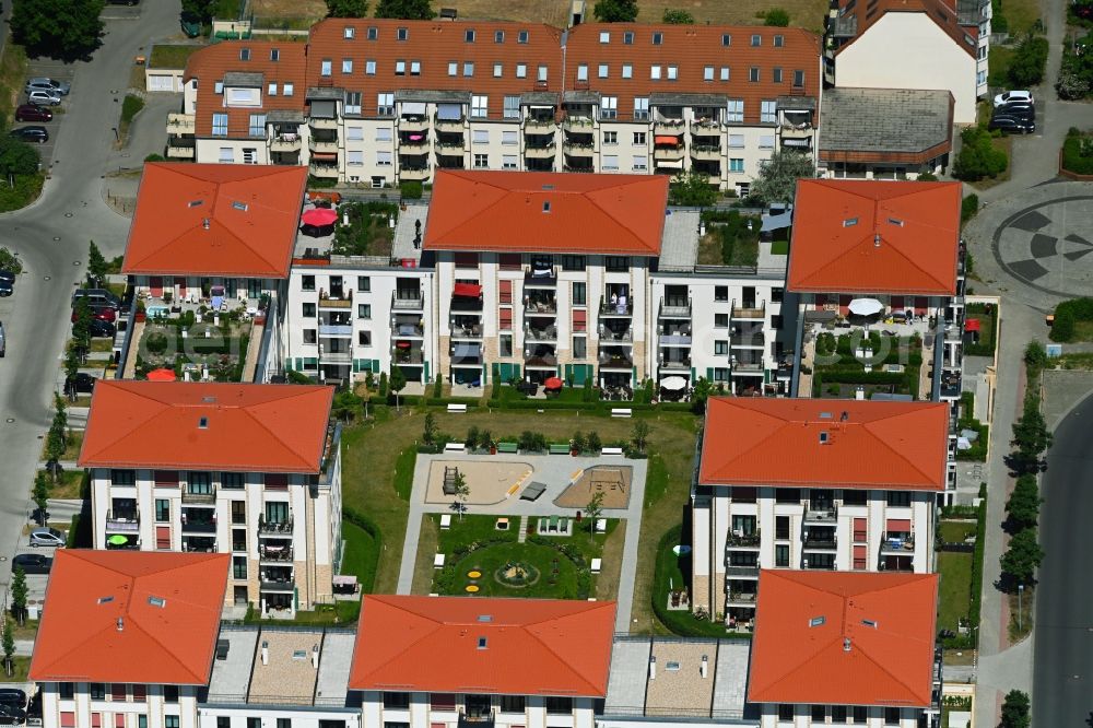 Aerial photograph Wildau - Residential area of the multi-family house settlement on Rosenanger in Wildau in the state Brandenburg, Germany