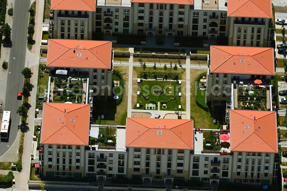 Aerial image Wildau - Residential area of the multi-family house settlement on Rosenanger in Wildau in the state Brandenburg, Germany