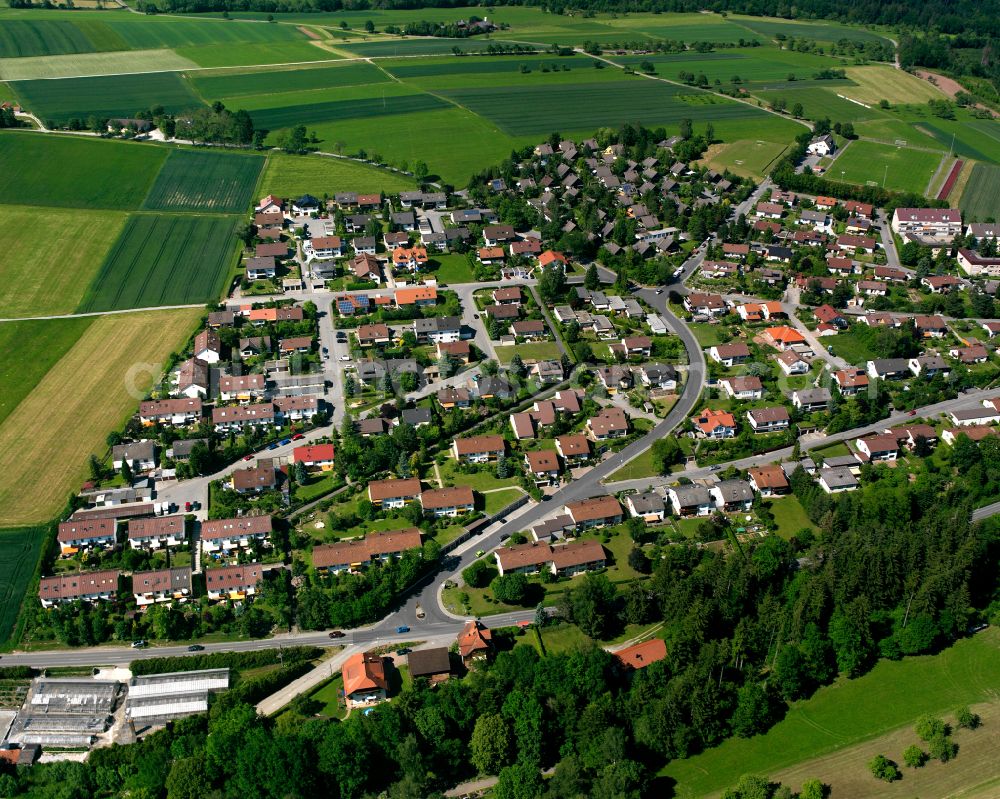 Wildberg from above - Residential area of the multi-family house settlement in Wildberg in the state Baden-Wuerttemberg, Germany