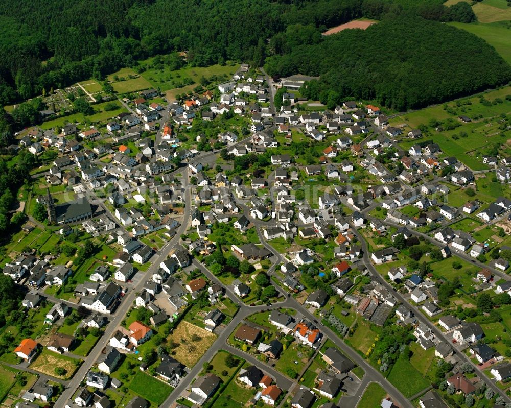 Wilsenroth from the bird's eye view: Residential area of the multi-family house settlement in Wilsenroth in the state Hesse, Germany