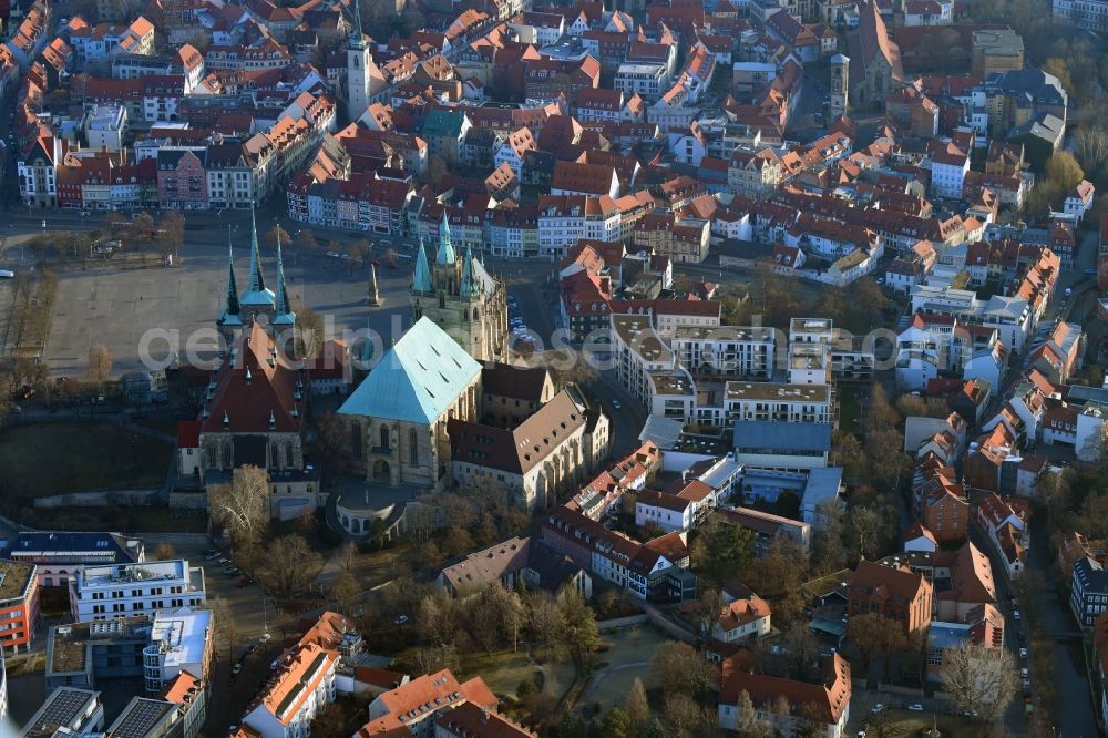 Aerial image Erfurt - Residential site with multi-family housing development- on Domstrasse - An den Graden in the district Zentrum in Erfurt in the state Thuringia, Germany