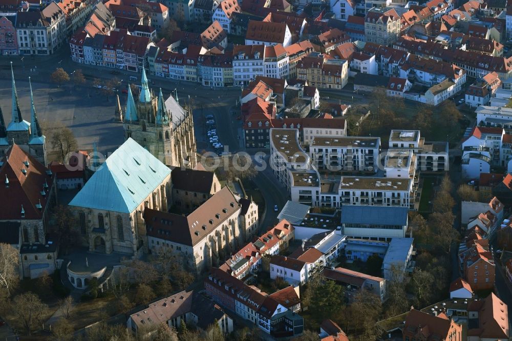 Aerial photograph Erfurt - Residential site with multi-family housing development- on Domstrasse - An den Graden in the district Zentrum in Erfurt in the state Thuringia, Germany