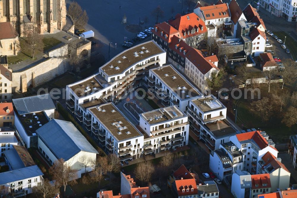 Aerial image Erfurt - Residential site with multi-family housing development- on Domstrasse - An den Graden in the district Zentrum in Erfurt in the state Thuringia, Germany