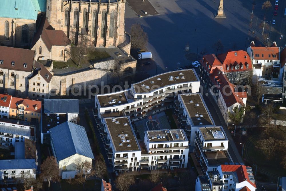 Aerial photograph Erfurt - Residential site with multi-family housing development- on Domstrasse - An den Graden in the district Zentrum in Erfurt in the state Thuringia, Germany