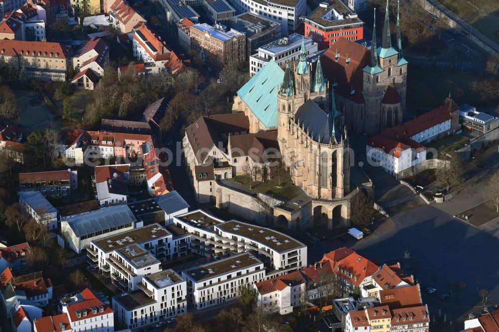 Aerial image Erfurt - Residential site with multi-family housing development- on Domstrasse - An den Graden in the district Zentrum in Erfurt in the state Thuringia, Germany