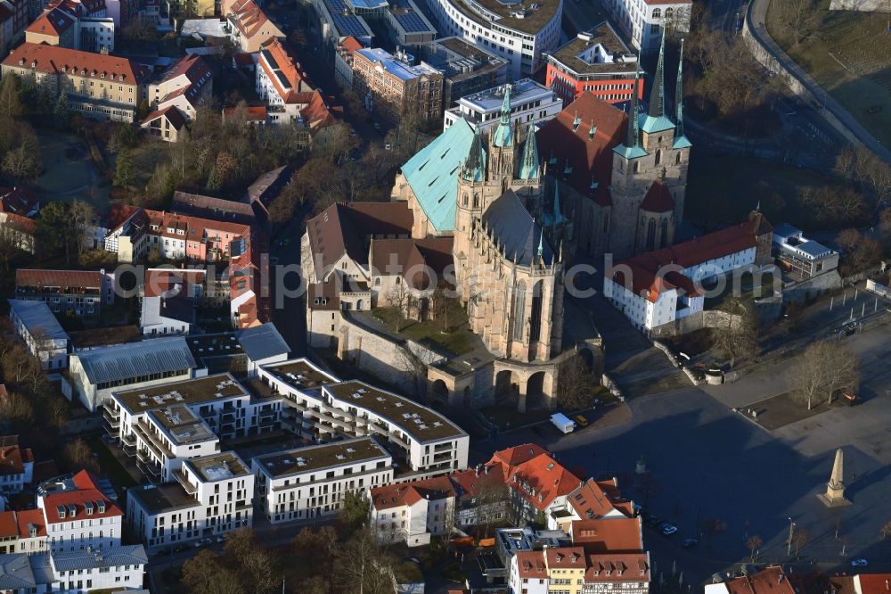 Aerial photograph Erfurt - Residential site with multi-family housing development- on Domstrasse - An den Graden in the district Zentrum in Erfurt in the state Thuringia, Germany