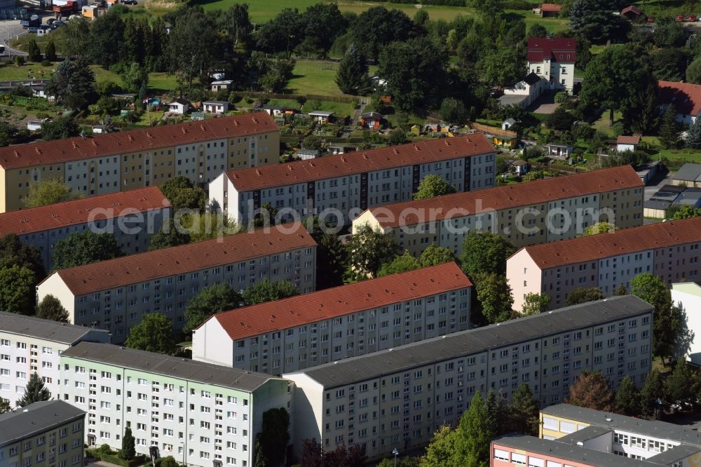 Aerial image Kamenz - Residential area of apartment buildings and estates on Koernerstrasse in Kamenz in the state of Saxony