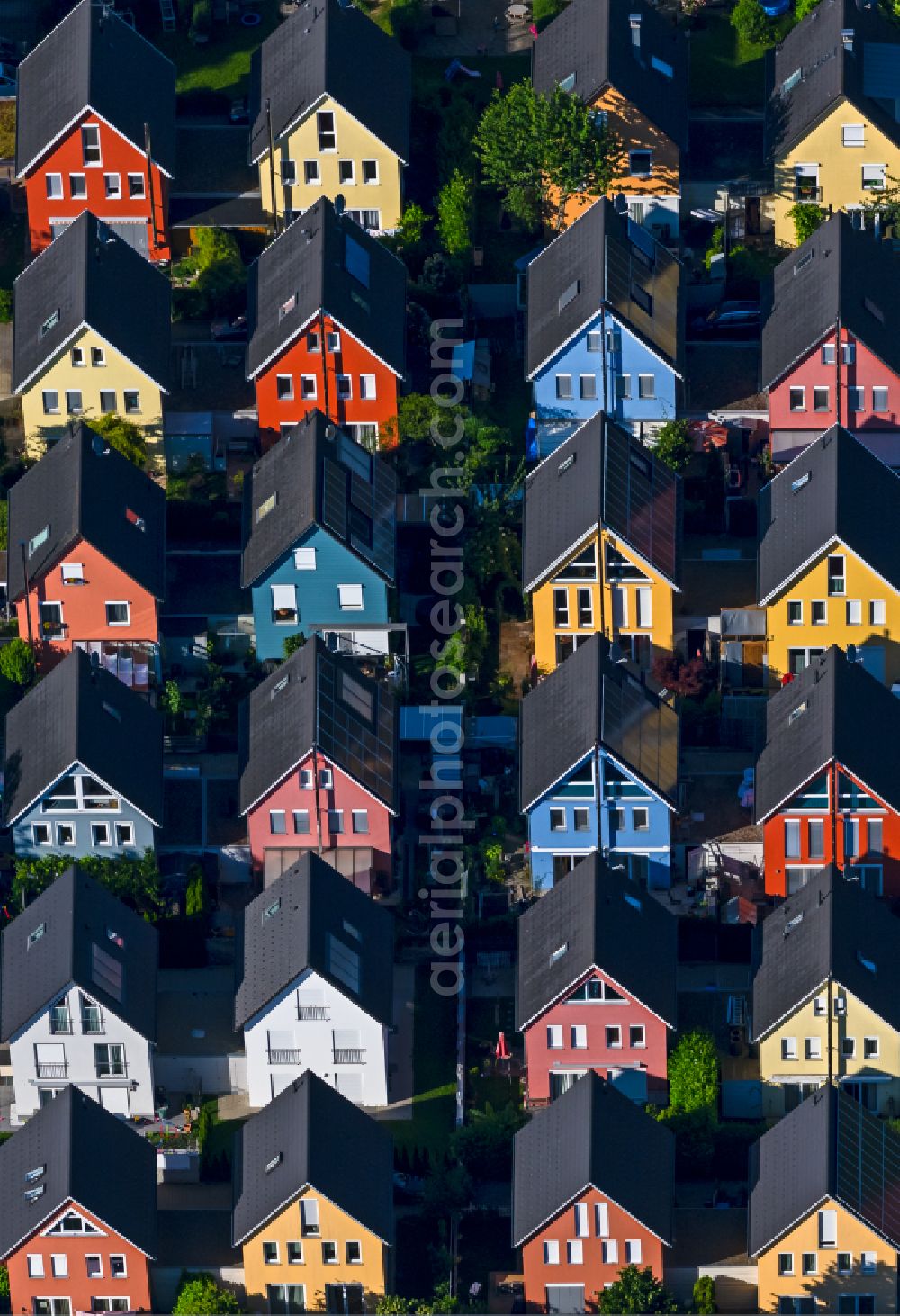 Zech from above - Residential area of the multi-family house settlement on Zechwaldstrasse in Zech at Bodensee in the state Bavaria, Germany