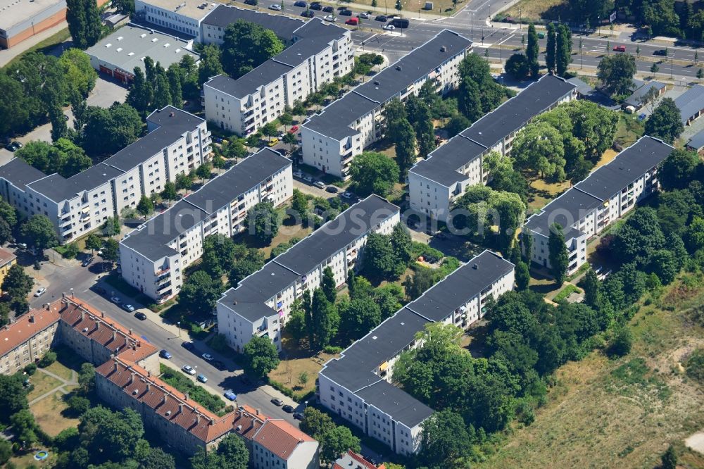 Berlin from above - Residential area with apartment buildings at the Berta Waterstradt Street in Berlin Adlershof