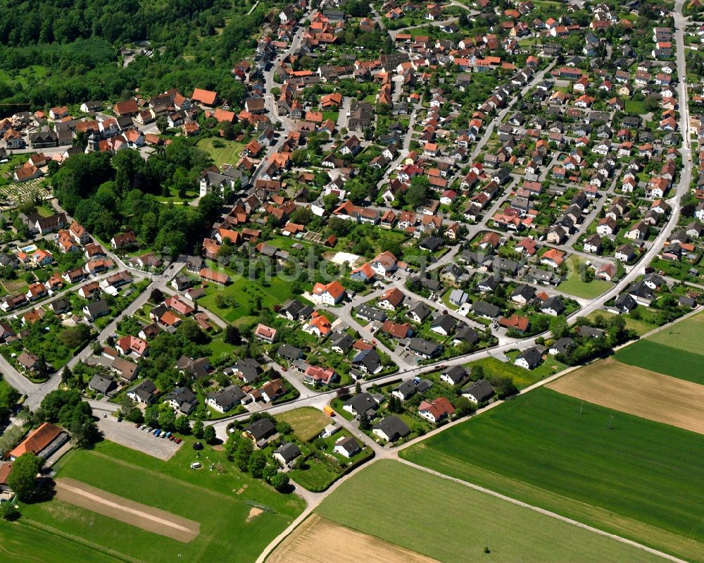 Aerial photograph Alfdorf - Residential area - mixed development of a multi-family housing estate and single-family housing estate in Alfdorf in the state Baden-Wuerttemberg, Germany