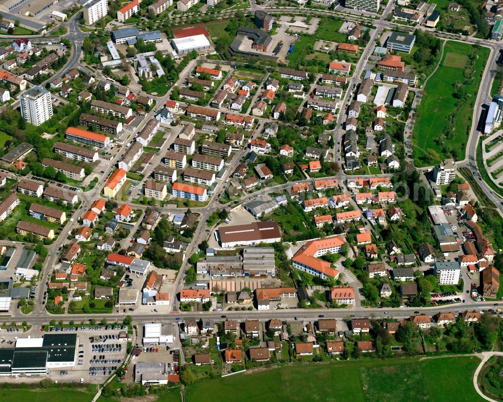 Aerial photograph Ansbach - Residential area - mixed development of a multi-family housing estate and single-family housing estate in Ansbach in the state Bavaria, Germany