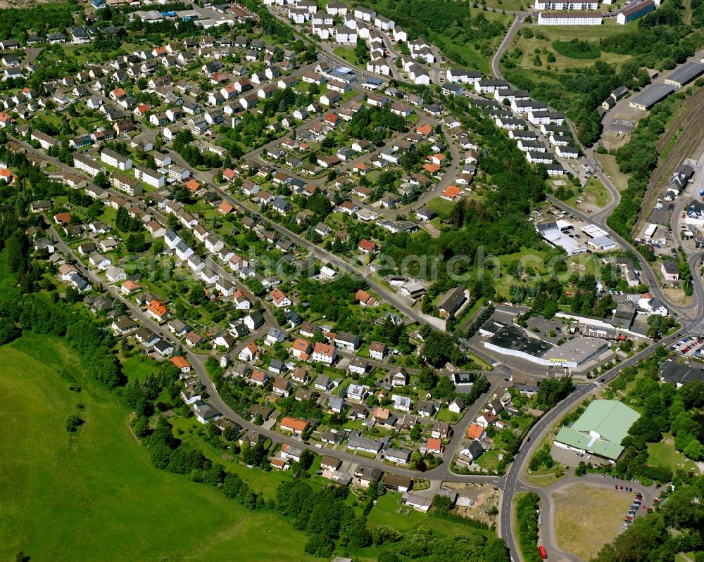 Baumholder from above - Residential area - mixed development of a multi-family housing estate and single-family housing estate in Baumholder in the state Rhineland-Palatinate, Germany