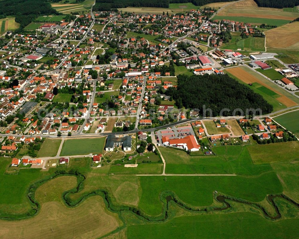 Aerial image Bechhofen - Residential area - mixed development of a multi-family housing estate and single-family housing estate in Bechhofen in the state Bavaria, Germany