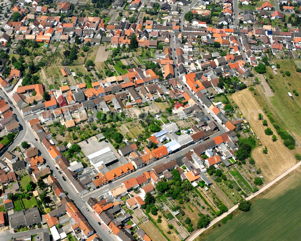 Oberhausen-Rheinhausen from above - Residential area - mixed development of a multi-family housing estate and single-family housing estate in Bereich of Friedrichstrasse in the district Oberhausen in Oberhausen-Rheinhausen in the state Baden-Wuerttemberg, Germany