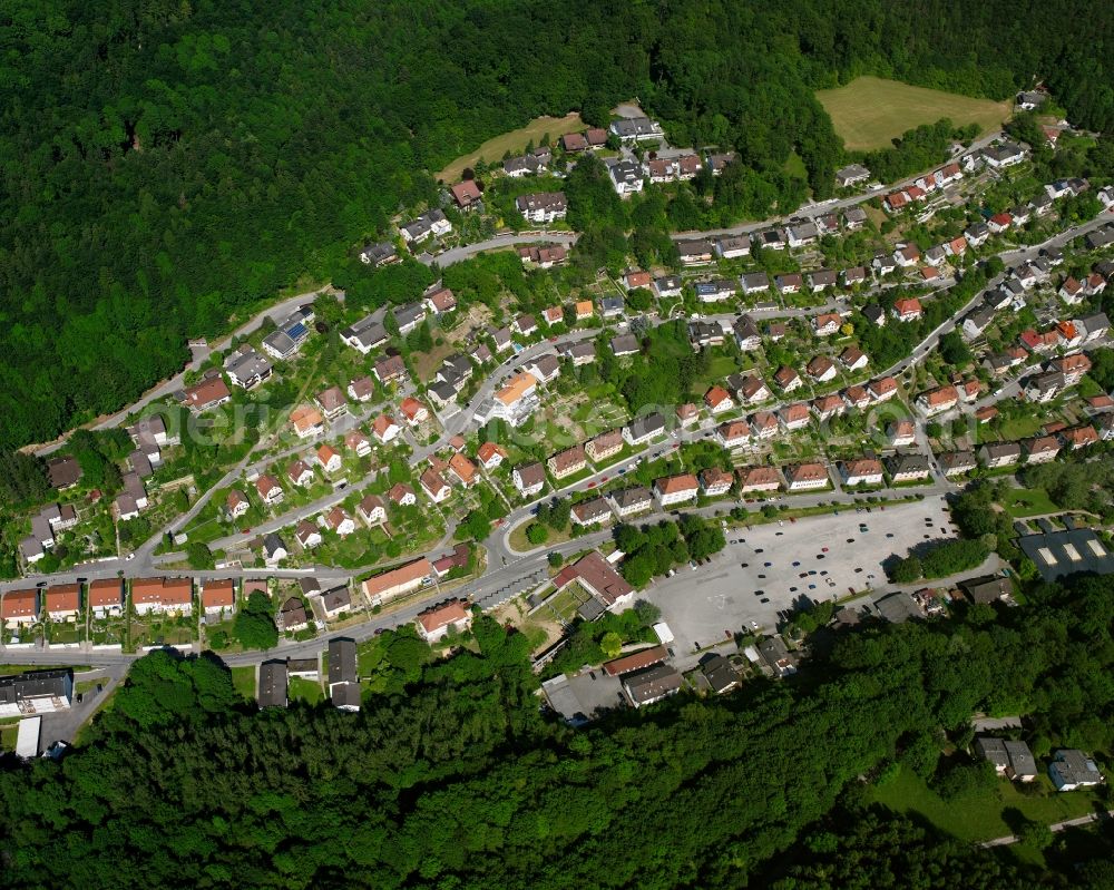 Waldshut-Tiengen from above - Residential area - mixed development of a multi-family housing estate and single-family housing estate on Bergstrasse in Waldshut-Tiengen in the state Baden-Wuerttemberg, Germany