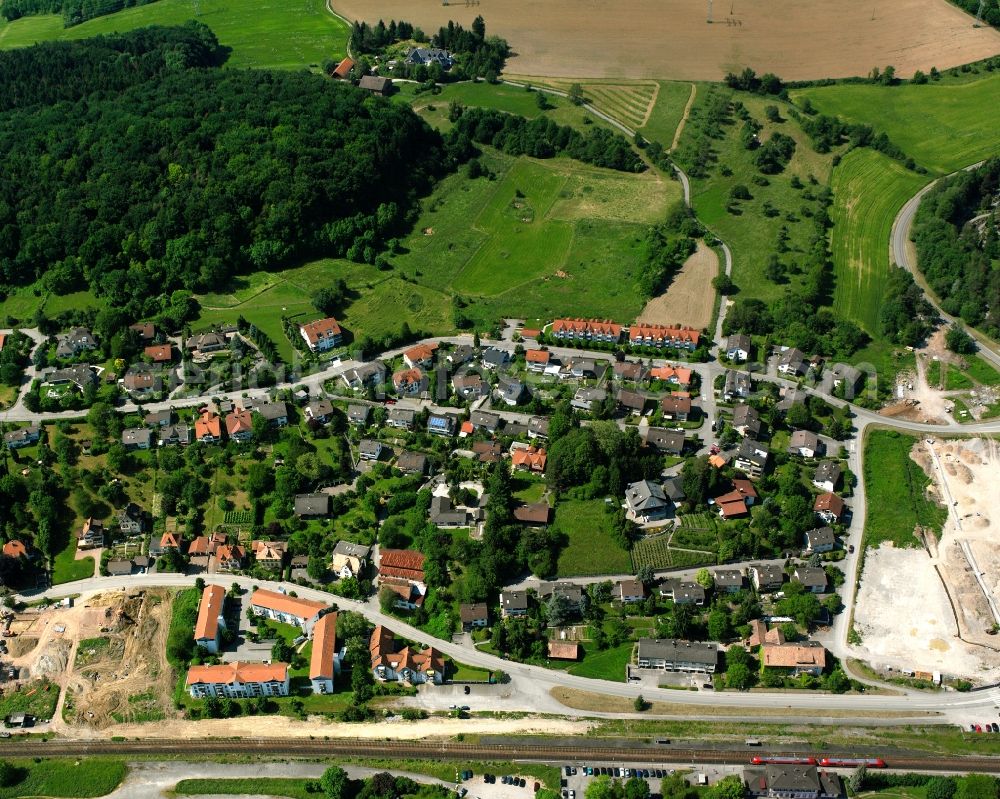 Waldshut-Tiengen from above - Residential area - mixed development of a multi-family housing estate and single-family housing estate on Uebertal in Waldshut-Tiengen in the state Baden-Wuerttemberg, Germany