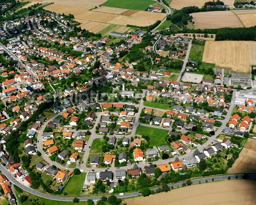 Aerial image Berwangen - Residential area - mixed development of a multi-family housing estate and single-family housing estate in Berwangen in the state Baden-Wuerttemberg, Germany