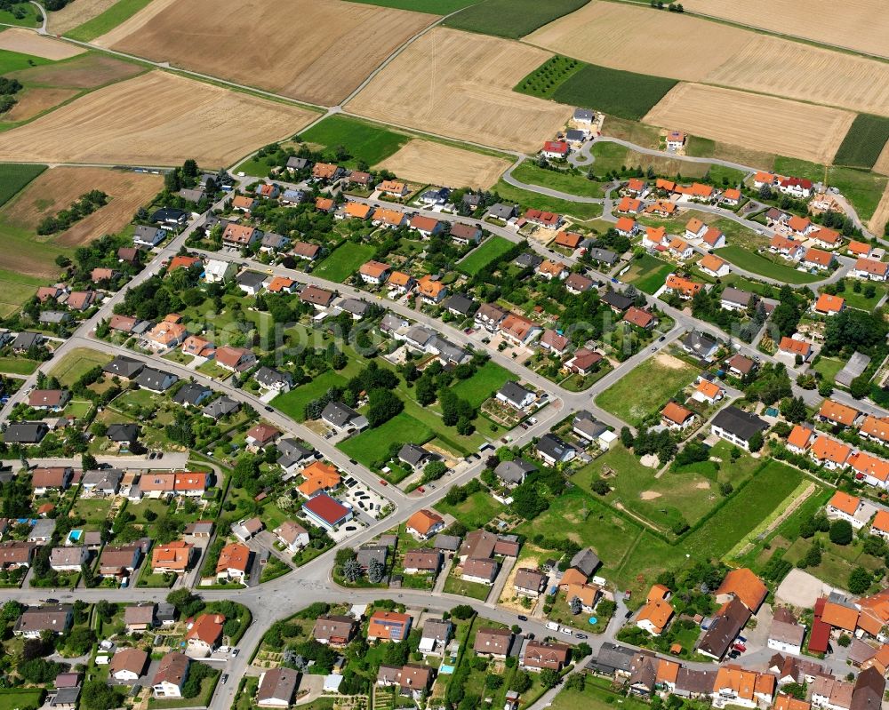 Aerial image Berwangen - Residential area - mixed development of a multi-family housing estate and single-family housing estate in Berwangen in the state Baden-Wuerttemberg, Germany