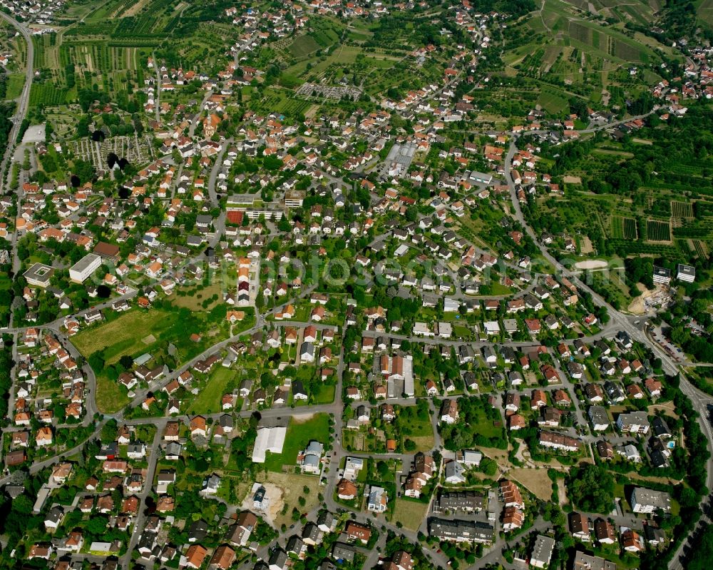 Aerial image Bühl - Residential area - mixed development of a multi-family housing estate and single-family housing estate in Bühl in the state Baden-Wuerttemberg, Germany