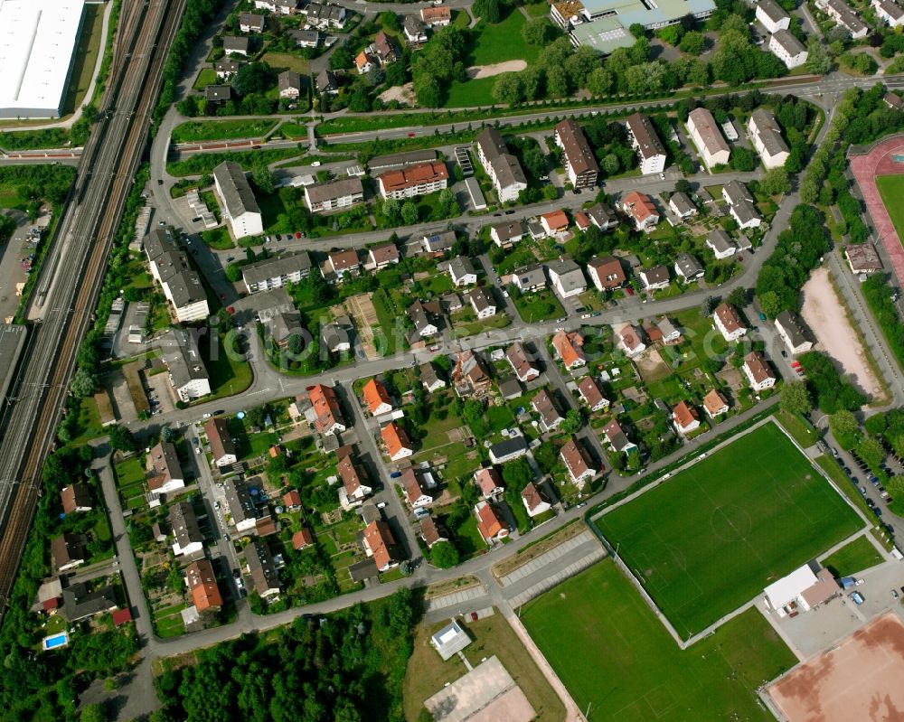 Bühl from above - Residential area - mixed development of a multi-family housing estate and single-family housing estate in Bühl in the state Baden-Wuerttemberg, Germany