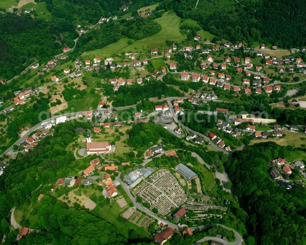 Aerial photograph Bühlertal - Residential area - mixed development of a multi-family housing estate and single-family housing estate in Bühlertal in the state Baden-Wuerttemberg, Germany