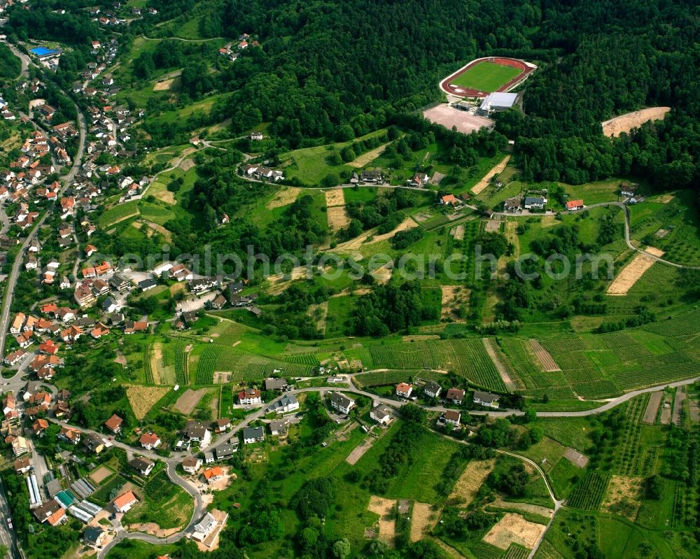 Bühlertal from above - Residential area - mixed development of a multi-family housing estate and single-family housing estate in Bühlertal in the state Baden-Wuerttemberg, Germany