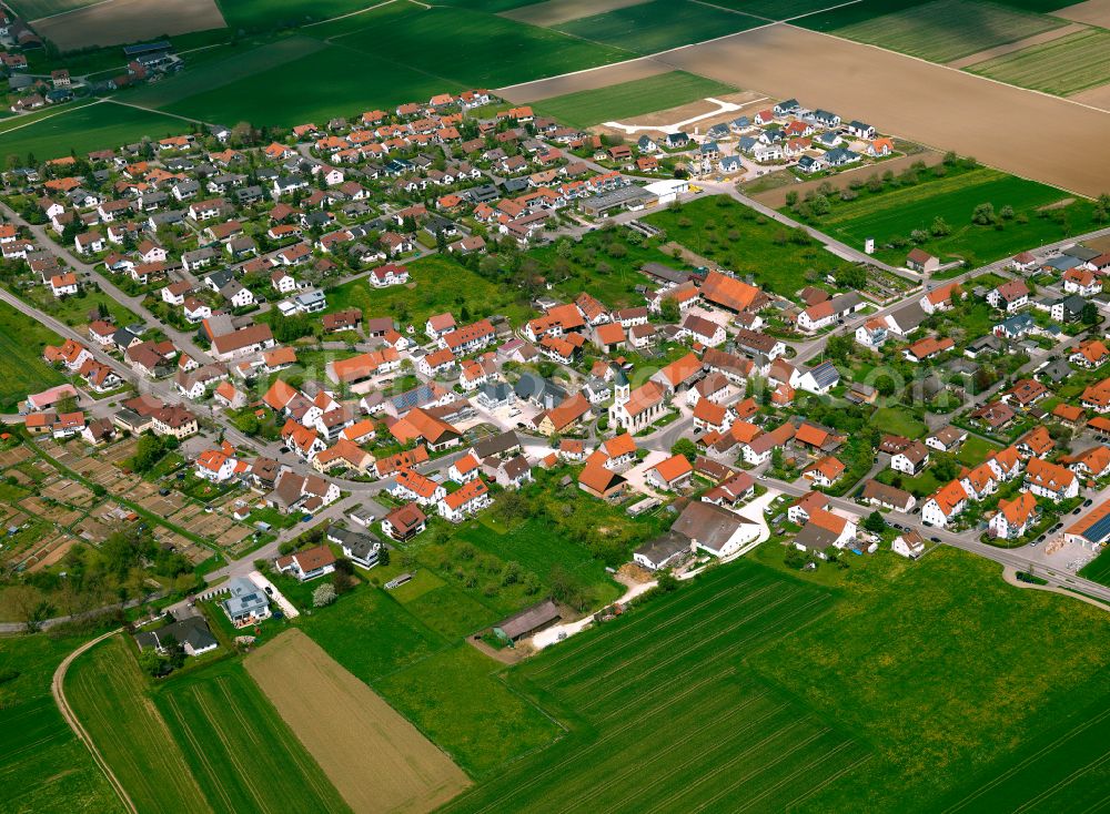 Bollingen from the bird's eye view: Residential area - mixed development of a multi-family housing estate and single-family housing estate in Bollingen in the state Baden-Wuerttemberg, Germany