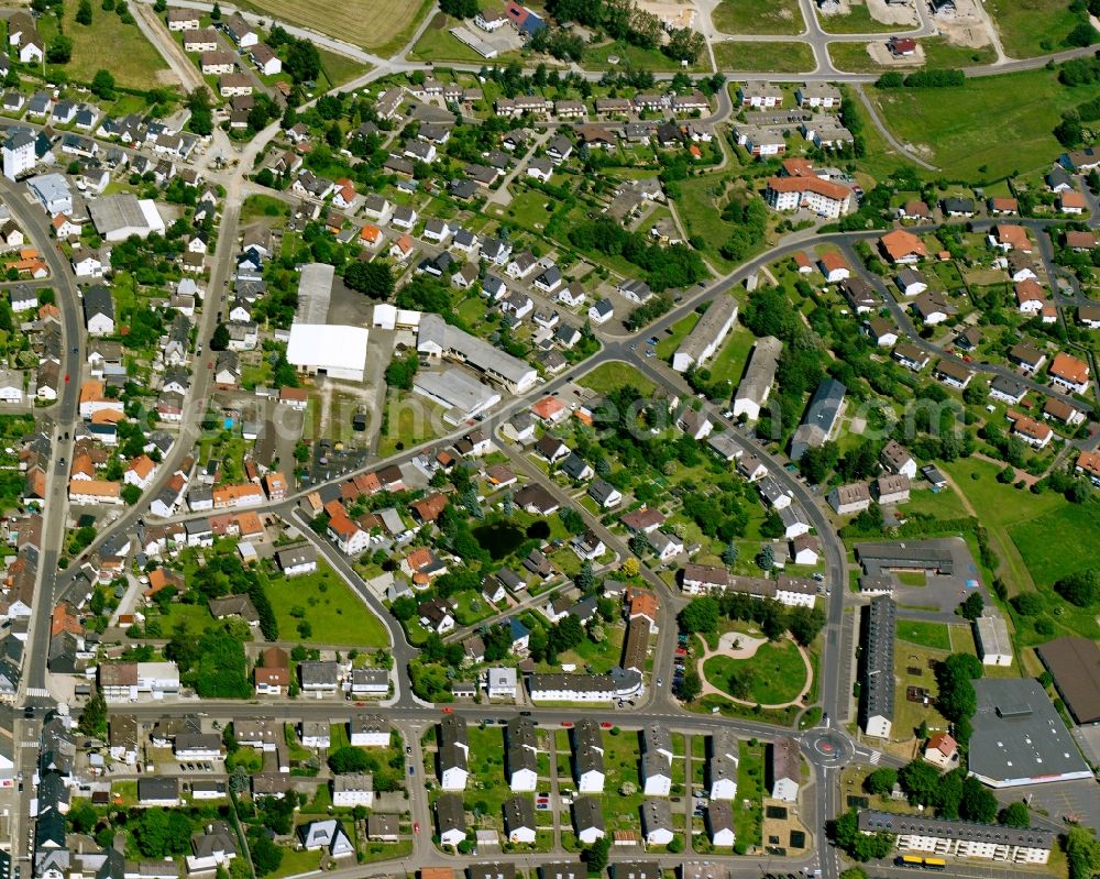 Burgbirkenfeld from above - Residential area - mixed development of a multi-family housing estate and single-family housing estate in Burgbirkenfeld in the state Rhineland-Palatinate, Germany