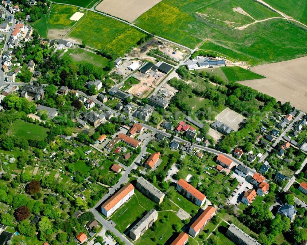 Chemnitz-Wittgensdorf from the bird's eye view: Residential area - mixed development of a multi-family housing estate and single-family housing estate in Chemnitz-Wittgensdorf in the state Saxony, Germany