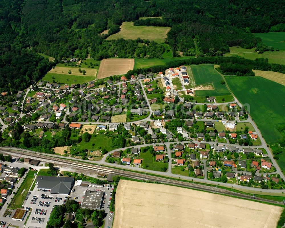 Jestetten from the bird's eye view: Residential area - mixed development of a multi-family housing estate and single-family housing estate Im Dankholz in Jestetten in the state Baden-Wuerttemberg, Germany