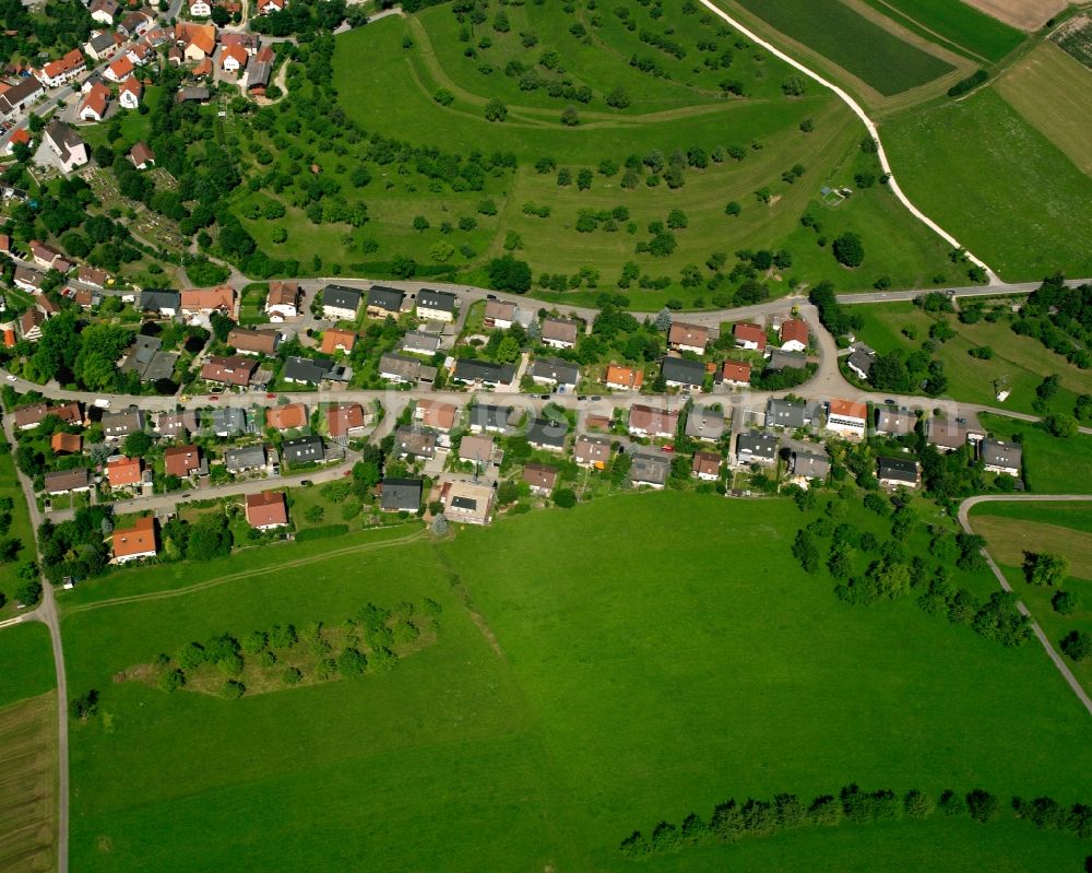 Deggingen from above - Residential area - mixed development of a multi-family housing estate and single-family housing estate in Deggingen in the state Baden-Wuerttemberg, Germany