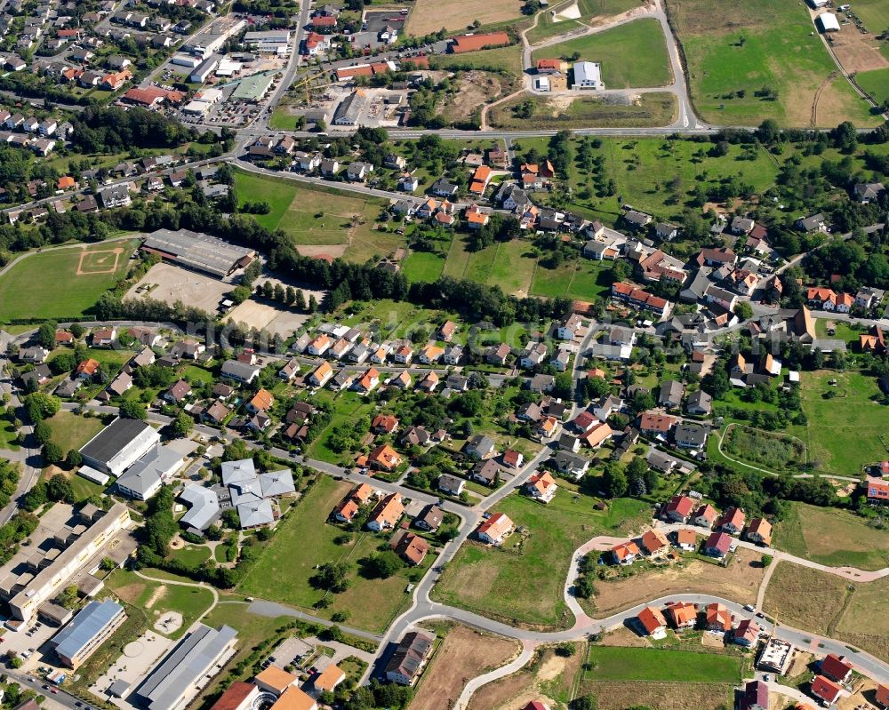 Aerial photograph Dorf-Erbach - Residential area - mixed development of a multi-family housing estate and single-family housing estate in Dorf-Erbach in the state Hesse, Germany