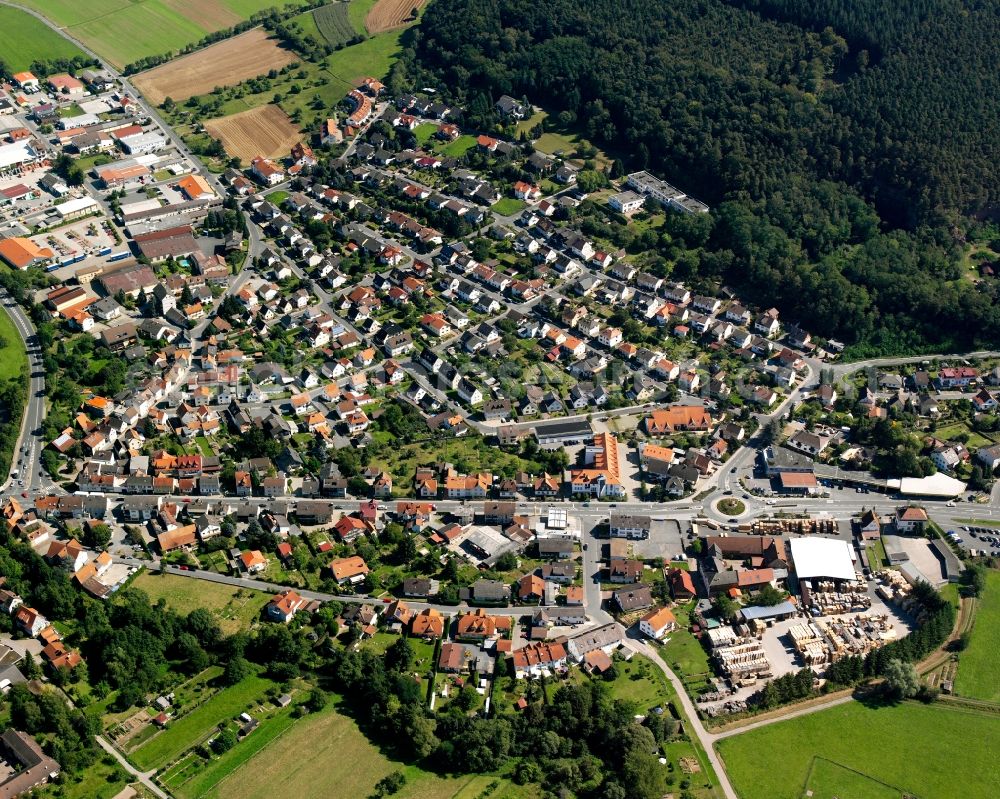 Dusenbach from above - Residential area - mixed development of a multi-family housing estate and single-family housing estate in Dusenbach in the state Hesse, Germany