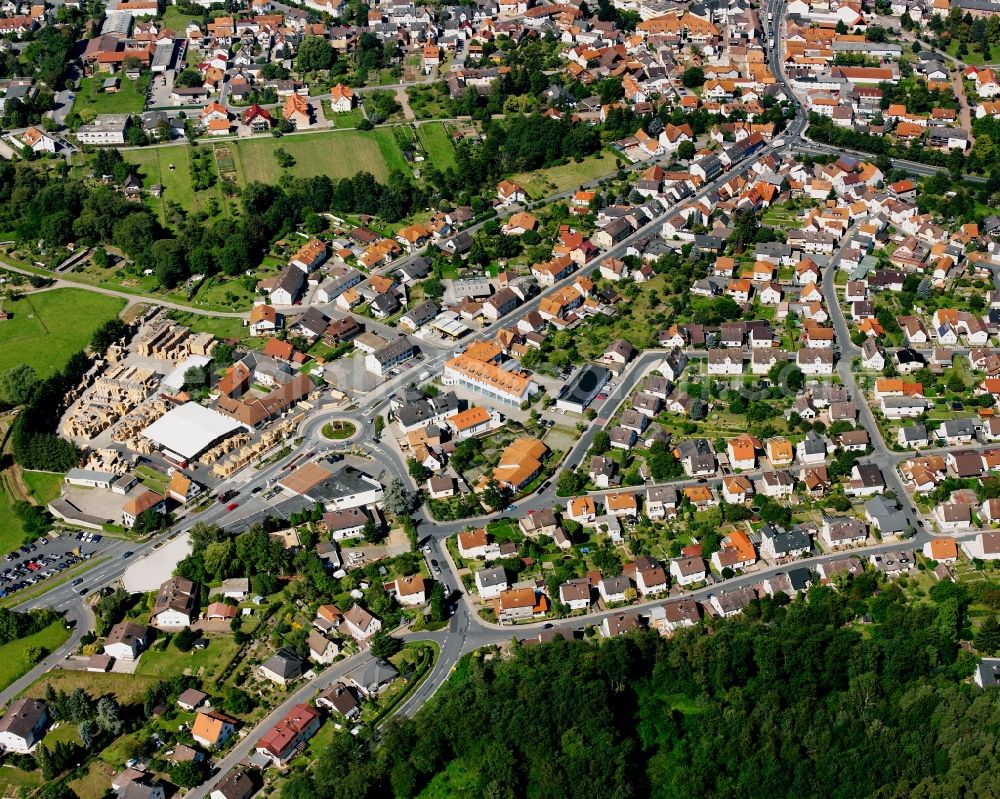 Aerial image Dusenbach - Residential area - mixed development of a multi-family housing estate and single-family housing estate in Dusenbach in the state Hesse, Germany