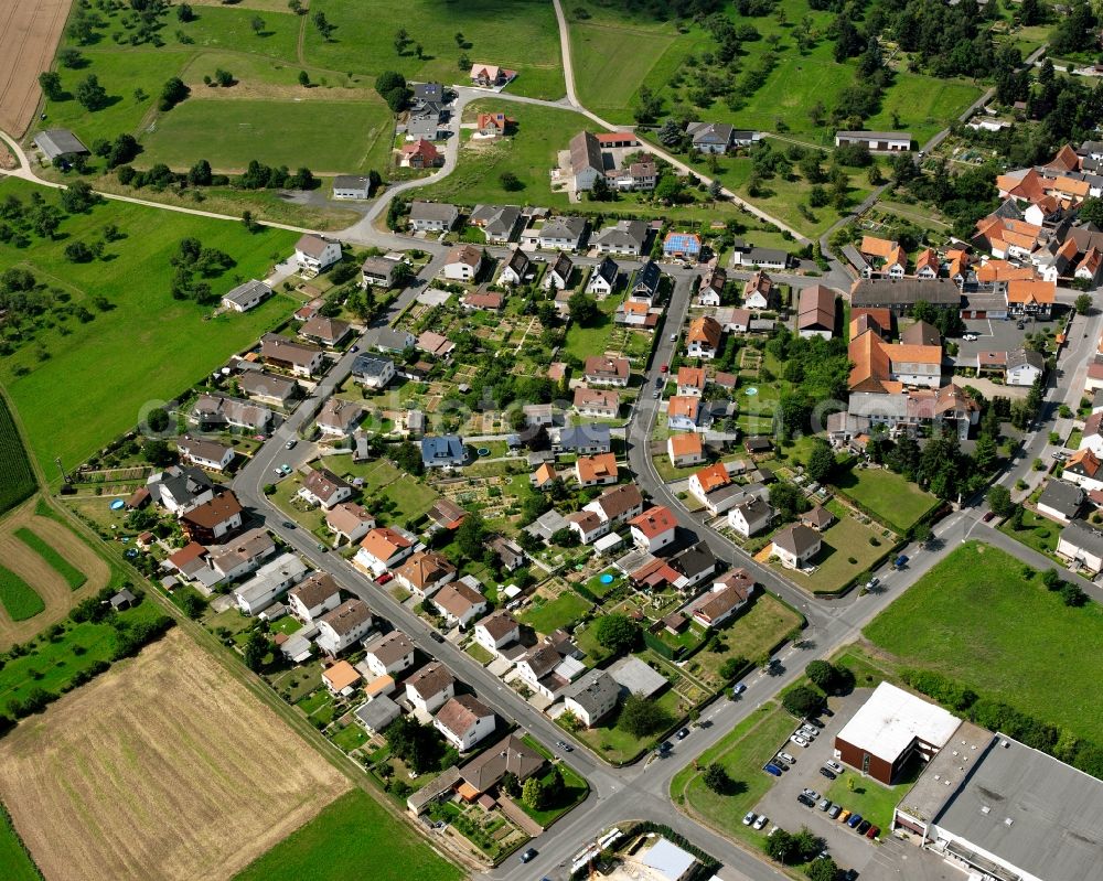 Aerial photograph Eberstadt - Residential area - mixed development of a multi-family housing estate and single-family housing estate in Eberstadt in the state Hesse, Germany