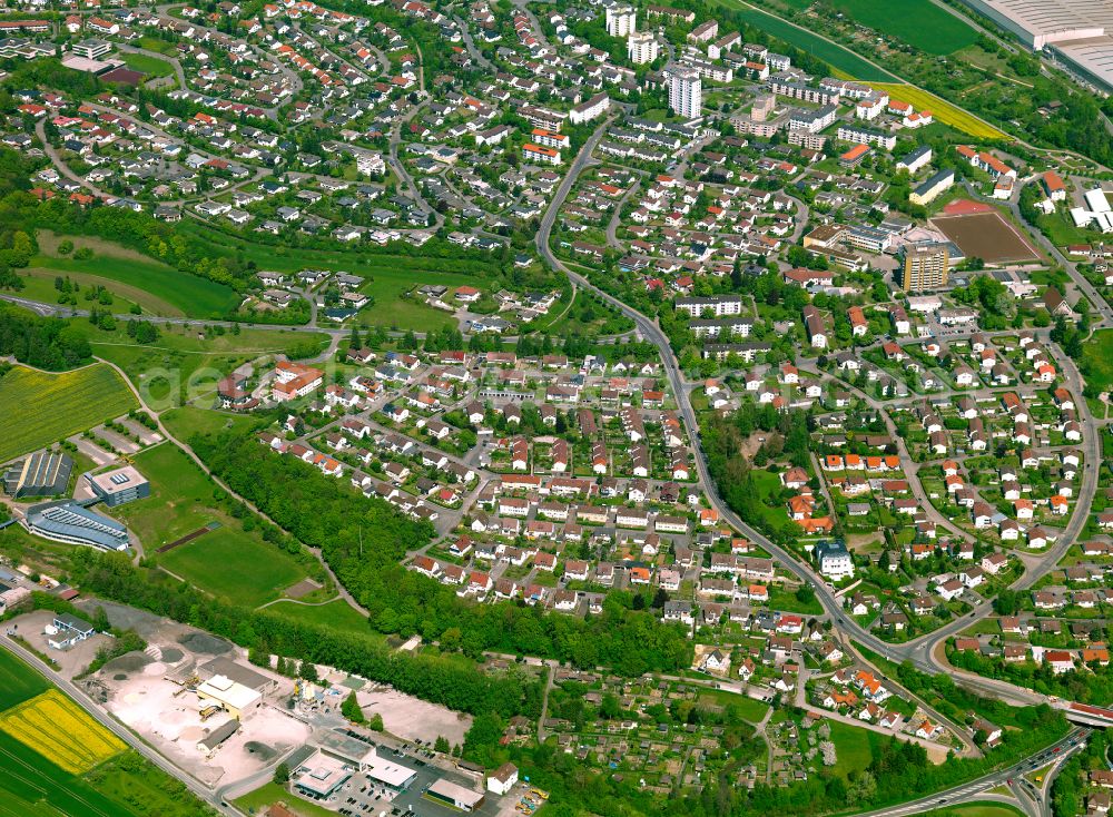 Aerial photograph Ehingen (Donau) - Residential area - mixed development of a multi-family housing estate and single-family housing estate in Ehingen (Donau) in the state Baden-Wuerttemberg, Germany