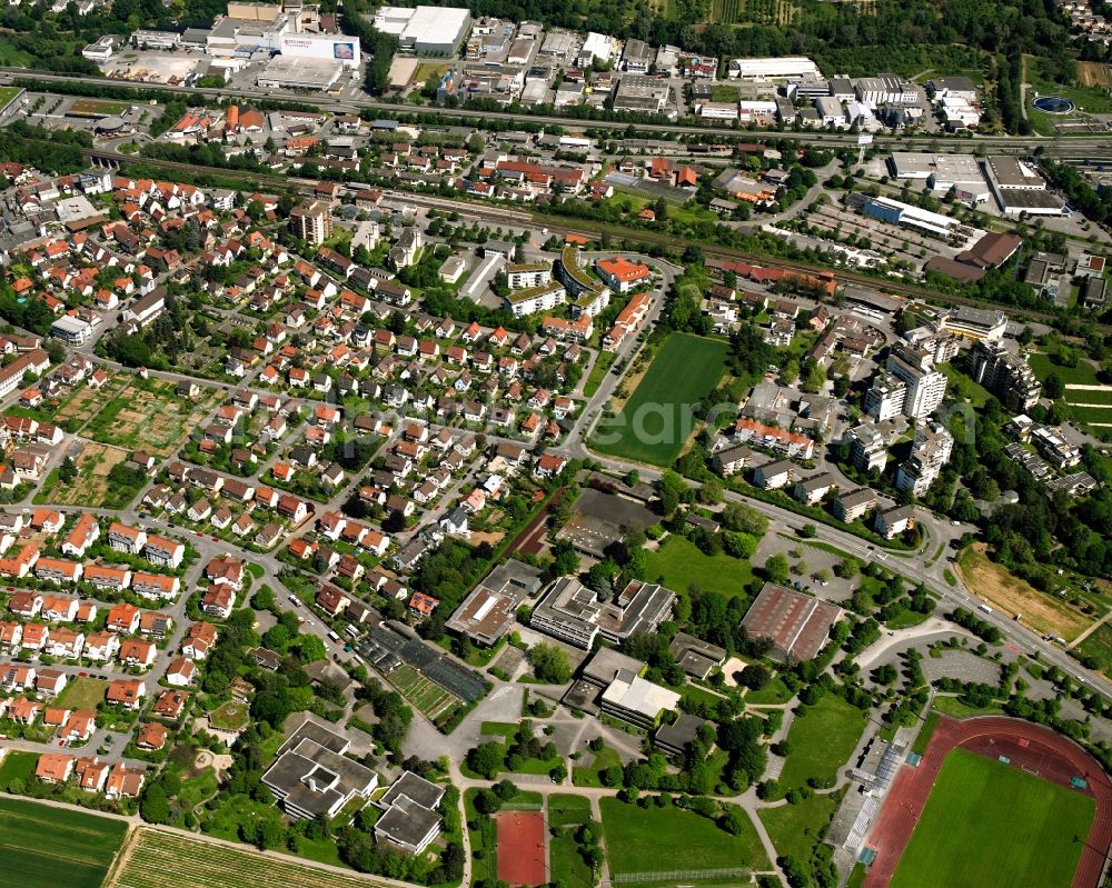 Aerial image Endersbach - Residential area - mixed development of a multi-family housing estate and single-family housing estate in Endersbach in the state Baden-Wuerttemberg, Germany