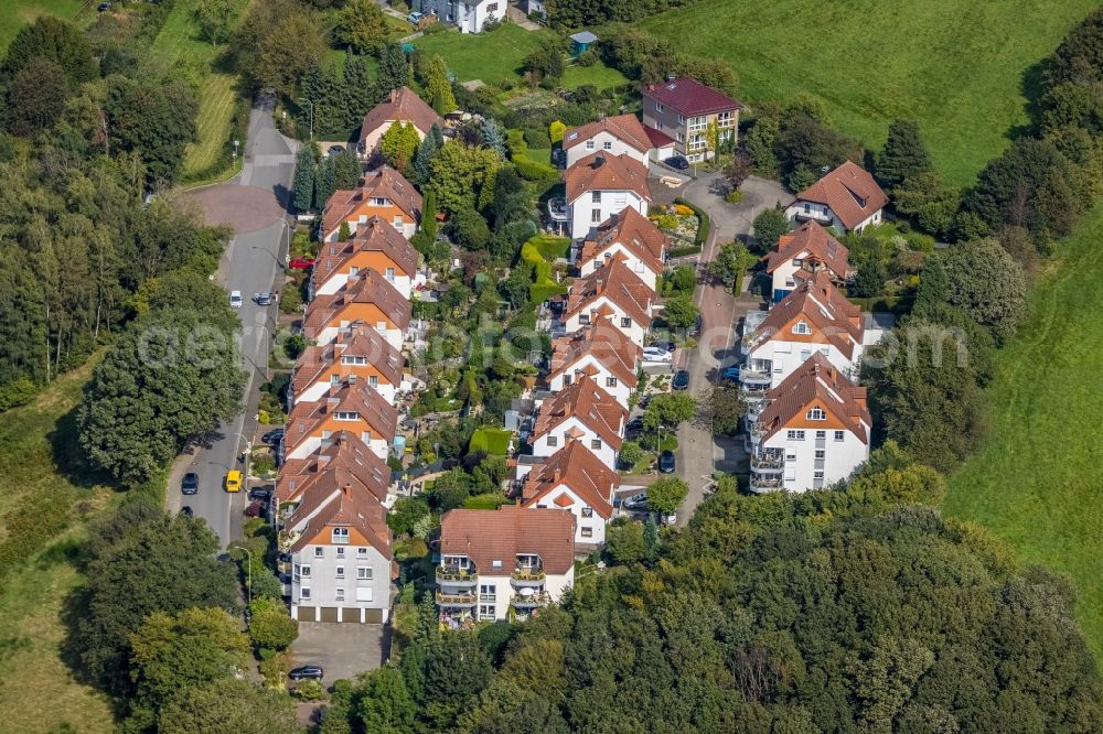 Ennepetal from the bird's eye view: Residential area - mixed development of a multi-family housing estate and single-family housing estate in Ennepetal in the state North Rhine-Westphalia, Germany