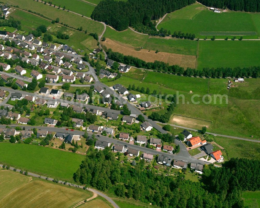 Aerial photograph Erndtebrück - Residential area - mixed development of a multi-family housing estate and single-family housing estate in Erndtebrück at Siegerland in the state North Rhine-Westphalia, Germany