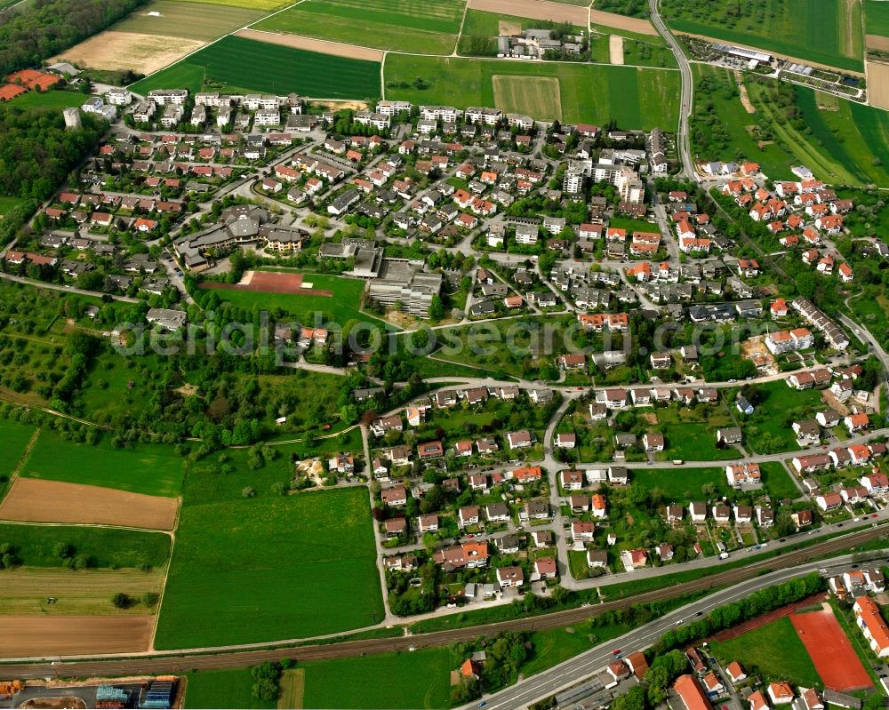 Faurndau from the bird's eye view: Residential area - mixed development of a multi-family housing estate and single-family housing estate in Faurndau in the state Baden-Wuerttemberg, Germany