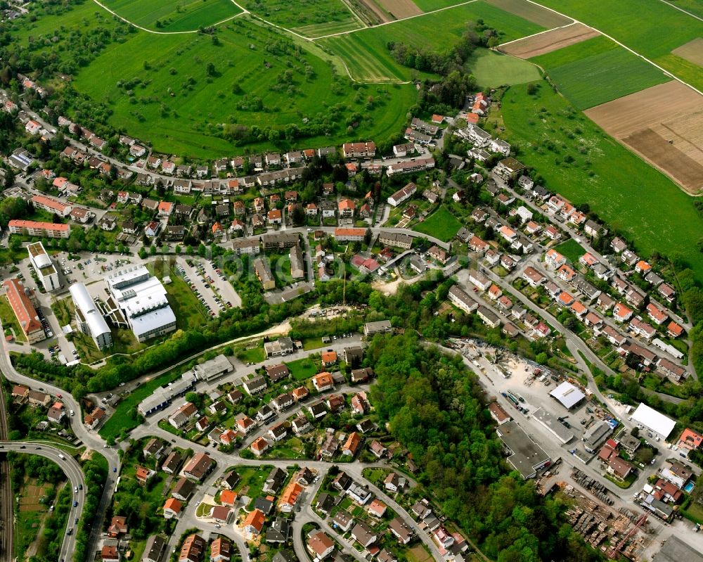 Aerial image Faurndau - Residential area - mixed development of a multi-family housing estate and single-family housing estate in Faurndau in the state Baden-Wuerttemberg, Germany