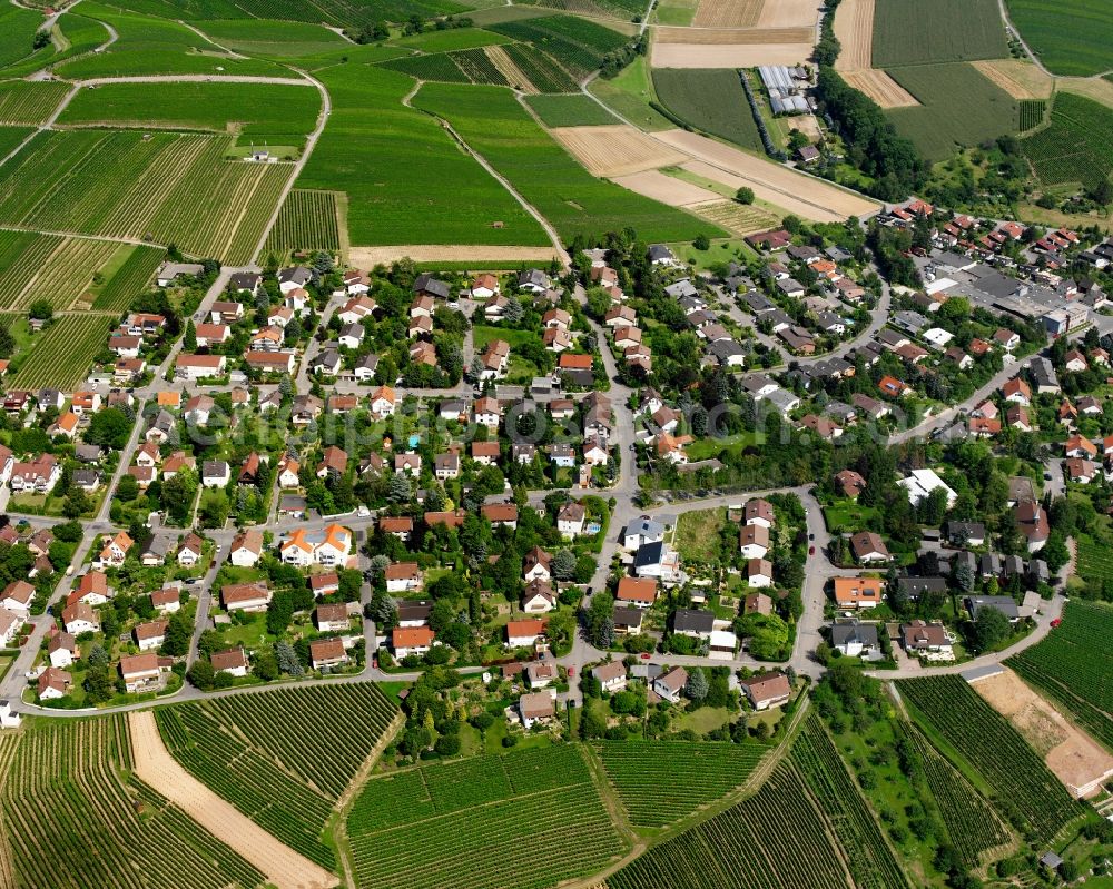 Aerial photograph Flein - Residential area - mixed development of a multi-family housing estate and single-family housing estate in Flein in the state Baden-Wuerttemberg, Germany