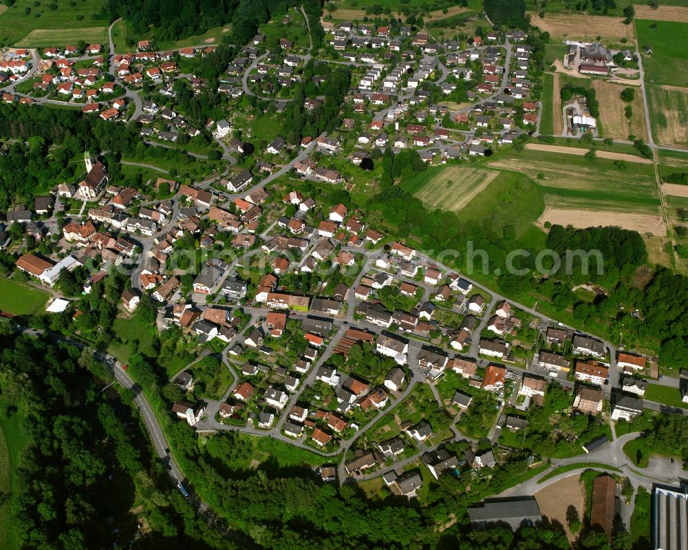 Aerial photograph Öflingen - Residential area - mixed development of a multi-family housing estate and single-family housing estate in Öflingen in the state Baden-Wuerttemberg, Germany