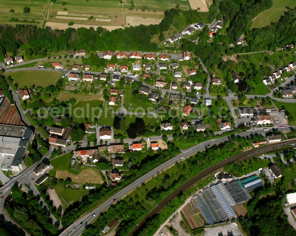 Aerial image Öflingen - Residential area - mixed development of a multi-family housing estate and single-family housing estate in Öflingen in the state Baden-Wuerttemberg, Germany