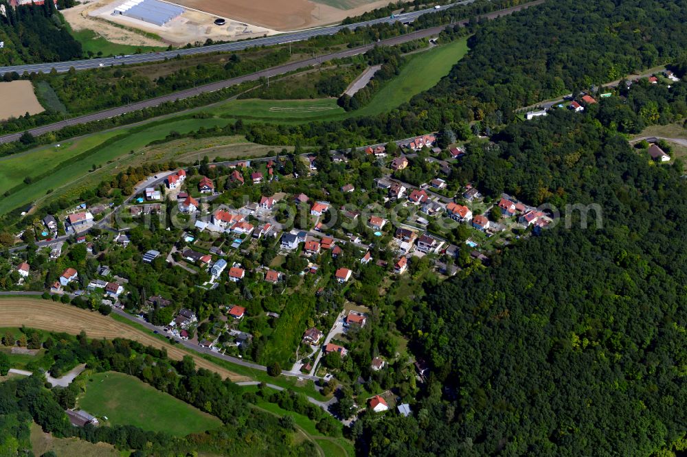 Aerial image Frauenland - Residential area - mixed development of a multi-family housing estate and single-family housing estate in Frauenland in the state Bavaria, Germany