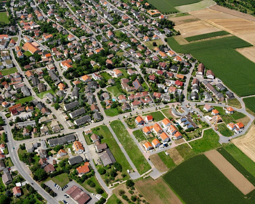 Aerial image Frauenzimmern - Residential area - mixed development of a multi-family housing estate and single-family housing estate in Frauenzimmern in the state Baden-Wuerttemberg, Germany