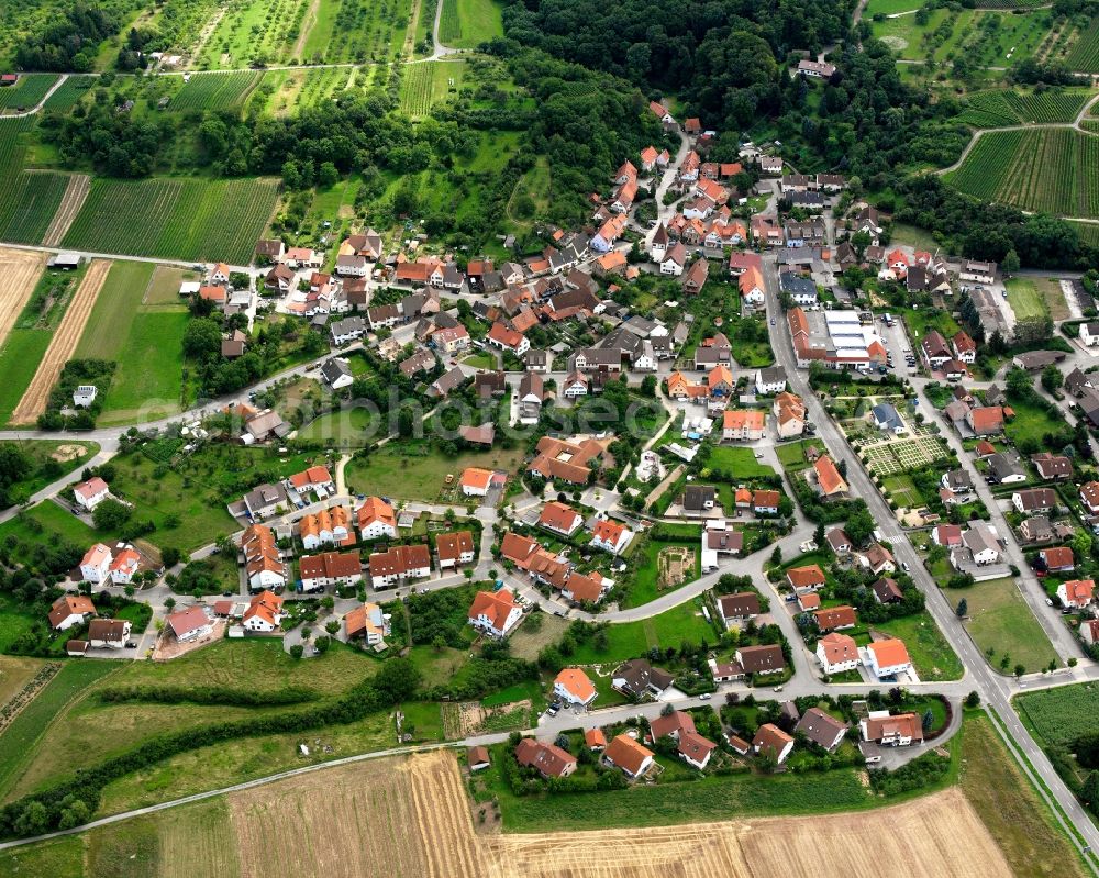 Aerial image Frauenzimmern - Residential area - mixed development of a multi-family housing estate and single-family housing estate in Frauenzimmern in the state Baden-Wuerttemberg, Germany