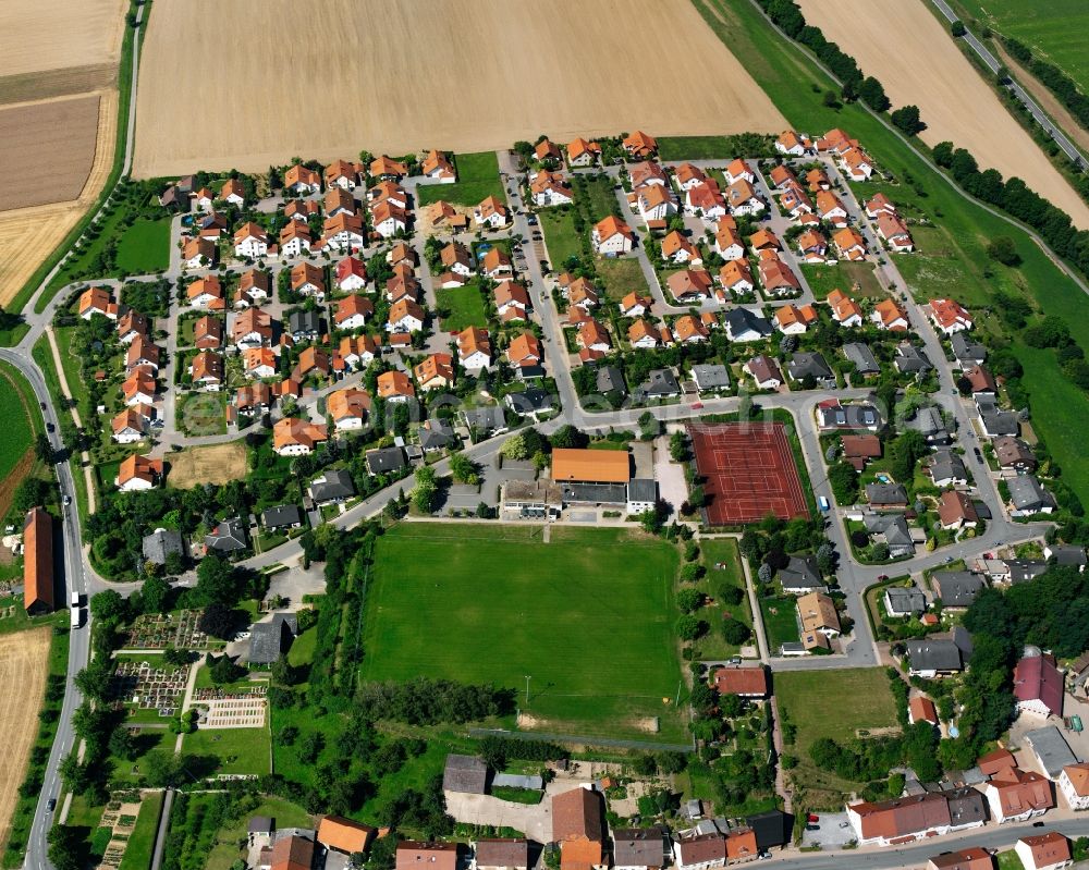 Fürfeld from above - Residential area - mixed development of a multi-family housing estate and single-family housing estate in Fürfeld in the state Baden-Wuerttemberg, Germany