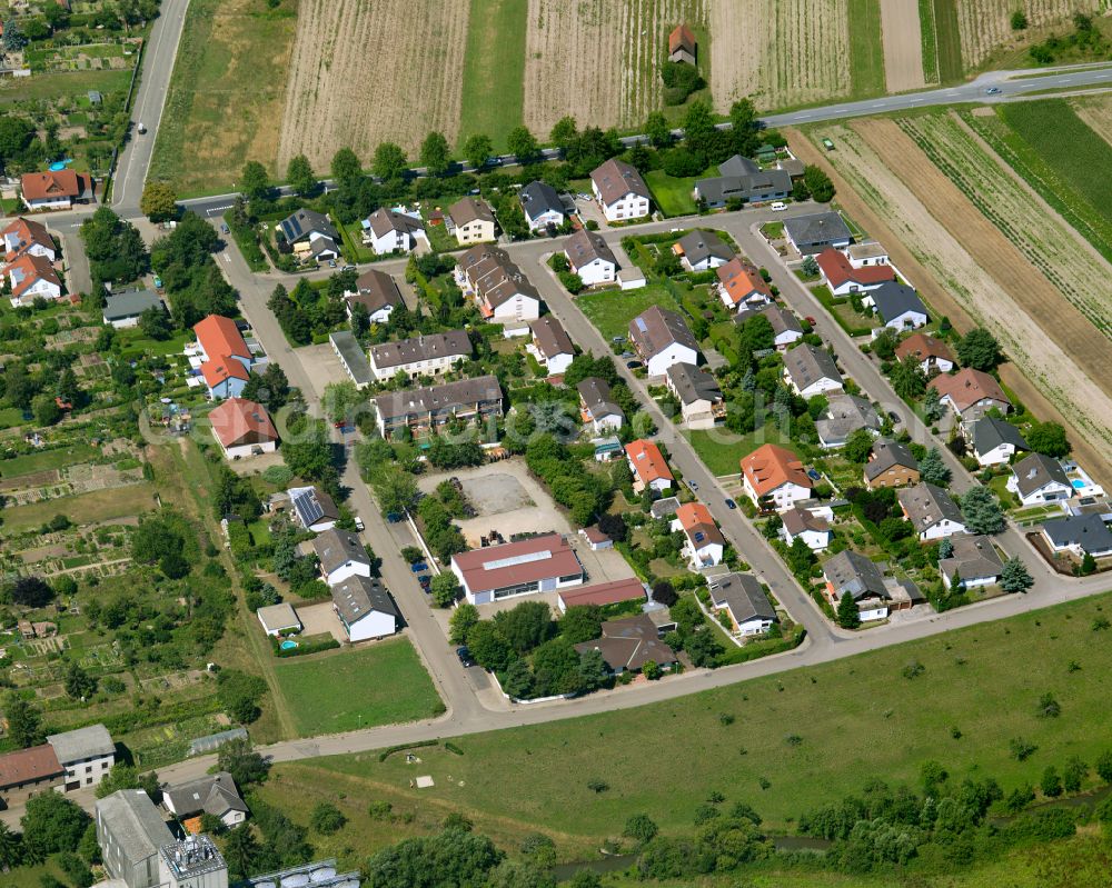 Friedrichstal from the bird's eye view: Residential area - mixed development of a multi-family housing estate and single-family housing estate in Friedrichstal in the state Baden-Wuerttemberg, Germany